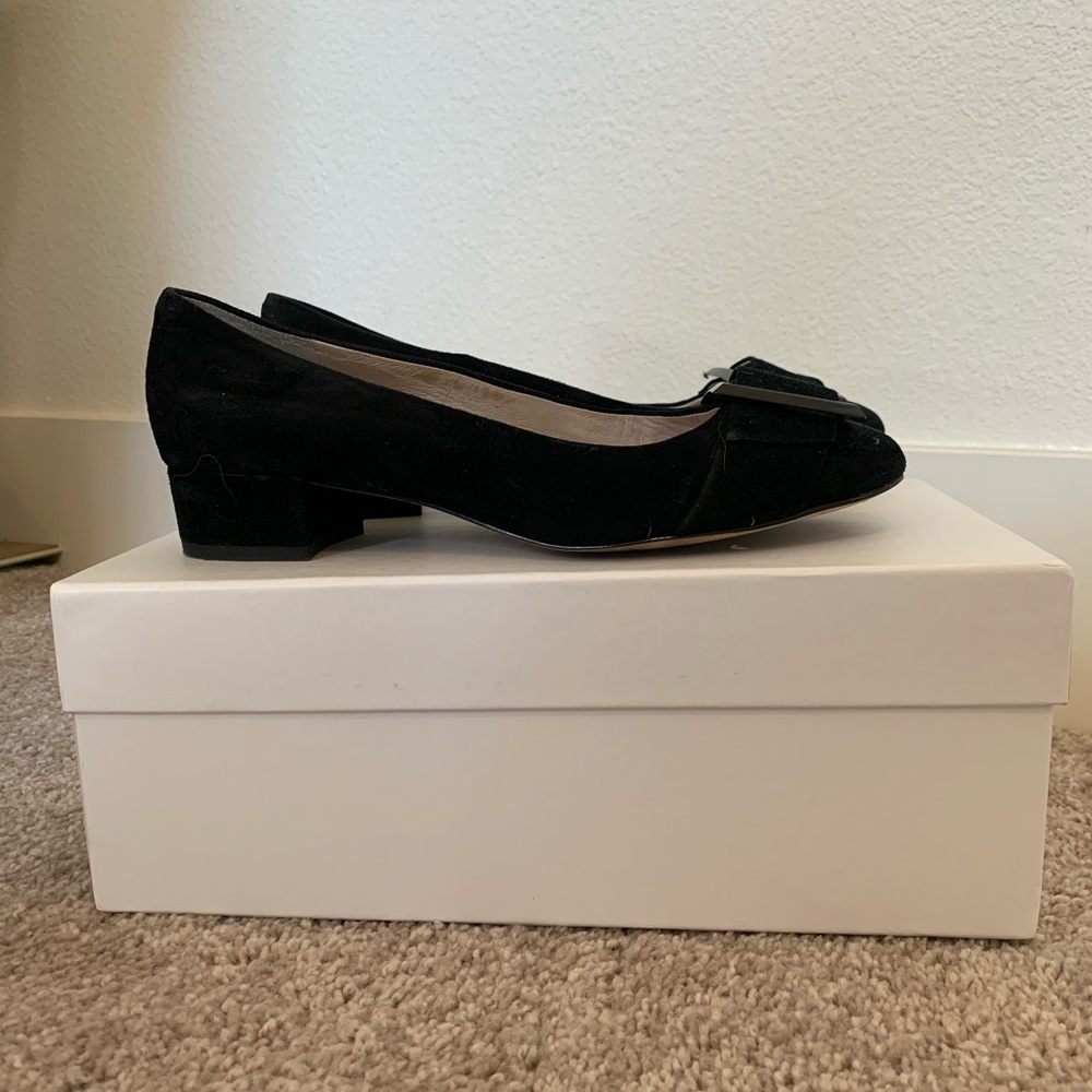 Louise Et Cie Black Buckle Suede Flats Size 7.5 - Picture 2 of 5